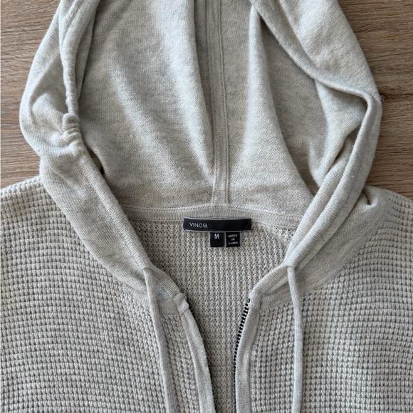 Vince Light Gray Zip Up Hooded Sweater - Picture 3 of 7
